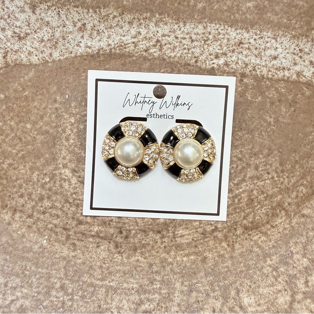 Black and Gold Pearl Earrings